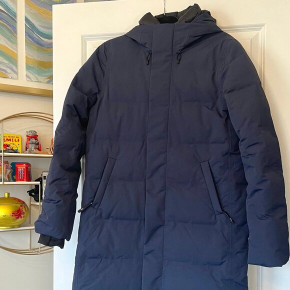 Aritzia TNA The Powder Dri Parka Long - Waterproof Windproof Down Parka Navy M - Picture 1 of 12